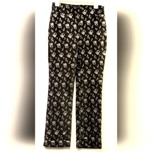 90s Vintage Silver Pants with Flower Pattern